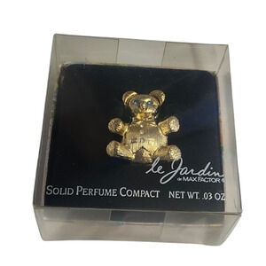 Vtg 1970s  Max Factor LeJardin Tender Teddy Bear Cream Perfume Compact in Box